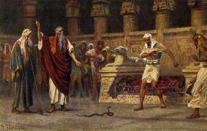 Moses-and-Araon-before-Pharaoh-with-snake